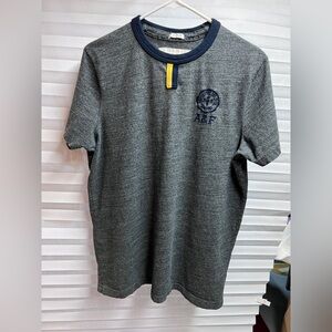Abercrombie & Fitch Gray Short-Sleeve Tee with Navy & Yellow Trim